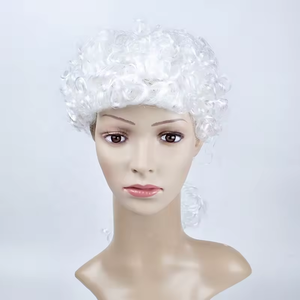 Perruques d'avocat bouclées blanches bon marché en gros pour enfants <span class=keywords><strong>perruque</strong></span> de costume de fête <span class=keywords><strong>perruque</strong></span> de cosplay <span class=keywords><strong>perruque</strong></span> de <span class=keywords><strong>juge</strong></span> de cheveux synthétiques pour Halloween - Product Image 4