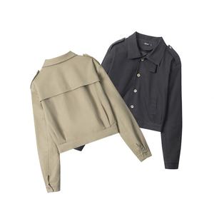 Blouson court en satin ample pour femmes, nouvelle mode printemps-automne, style Y2K, pour filles, manteaux et hauts, blouson bomber en satin - Product Image 6