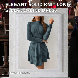 Wholesale Solid Color Simple Natural Autumn Elegant Knit Bodycon <b>Dresses</b> Long Sleeve Half High Neck for Women - Product Image 2