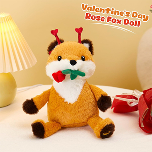 V435 Giocattolo Peluche Volpe da 11 Pollici, Morbido Animale Imbottito con <span class=keywords><strong>Rosa</strong></span> in Bocca, Regalo per San Valentino, Produzione ODM OEM - Product Image 3
