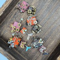 Pendentif Collier en Alliage Robot Steampunk Design Zodiaque Fait Main, Breloque Porte-clés en Bois, Accessoire Chaîne de Téléphone Unisexe