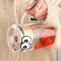 34oz Grande Capacité Globe Tasse en Verre Clair à Paroi Unique Café Jus de Lait Tasse en Verre Moderne avec Couvercle Tasse à Paille à Haute Borosilicate