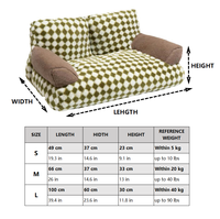 Canapé-lit pour animaux de compagnie sur mesure OEM ODM |   Tissu Oxford matelassé en losanges |   Canapé pour chat et petit chien |   Housse amovible, faible MOQ, rembourrée en éponge
