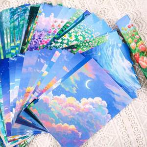 Ensemble de carnets à feuilles mobiles Paysages Naturels Rêves Étoilés – Blocs-notes esthétiques à motifs Forêt/Acquis de mer/Montagne/Fleurs pour aquarelle - Product Image 3