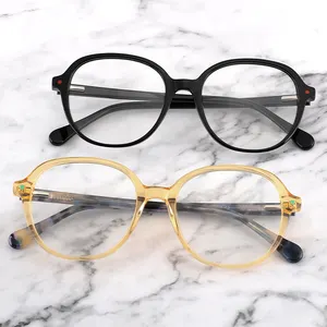 YC 2023 Vogue el yapımı asetat gözlük yuvarlak gözlük çerçeveleri CE sertifikası gözlük çerçeveleri gözlük