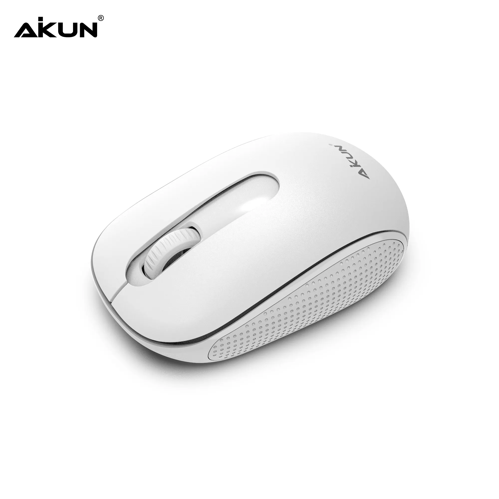 Aikun mouse mx36 sem fio, 2.4g mouse sem barulho com receptor usb, auto dormir, ratos de computador portáteis (branco)