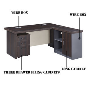 เคลื่อนย้ายตู้ด้านข้างโต๊ะสำนักงานแบบทันสมัยเฟอร์นิเจอร์สำนักงานรูปตัว L โต๊ะสำนักงาน - Product Image 3