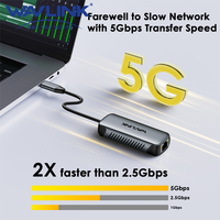 Adaptador WAVLINK USB C Gigabit Ethernet 2,5G/5Gbps sin controlador para Windows 10/11 Mac OS 11 Linux para uso en PC