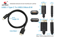 Adaptor USB Type C ke Micro USB 3.0 Kecepatan Tinggi dengan Pelindung Kabel - Transfer Data 5Gbps Pengisian Cepat 3A untuk Hard Disk Komputer