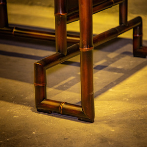 Handmade <b>Bamboo</b> Coffee <b>Table</b> With Mat Top Guizhou Origin ZYL18 Flower Color Antique Style - Product Image 3