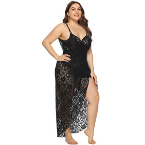 Vestido playero personalizado de una pieza para mujer, vestido playero Sexy de encaje, talla grande, color negro, <span class=keywords><strong>2022</strong></span> - Product Image 2