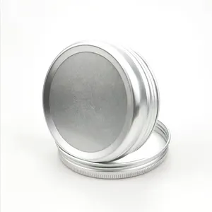 Printed Empty Aluminum Round Powder Pot With Screw Lid Aluminum Silver Jar 200g