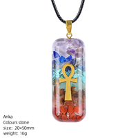 Collier de guérison en résine Orgone Arbre de Vie 7 Chakras avec pendentif rectangulaire en pierres précieuses et gravier, idéal pour les cadeaux - Vente chaude