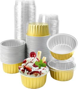 Bán buôn Mini nhôm lá cupcake Baking cup với nắp đậy vòng cupcake lá lót dùng một lần mini bánh container <span class=keywords><strong>Flan</strong></span> khuôn mẫu - Product Image 1