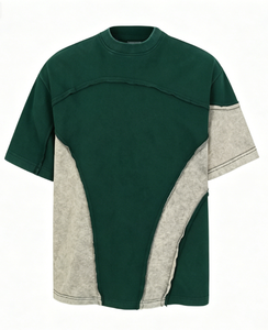 T-Shirt Vintage Lavata con Cuciture a Vista, Oversize, Stile Techwear e Streetwear, Manica Corta, Unisex, Casual, Gotico, Hip Hop - Product Image 2