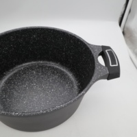 Casserole de luxe en aluminium moulé sous pression de 24 cm, revêtement antiadhésif en marbre et granit, double poignée, fond à induction, couvercle en verre, lave-vaisselle