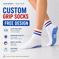 Chaussettes de yoga et de Pilates antidérapantes pour femmes, en coton tricoté, respirantes, avec logo personnalisé, pour le fitness