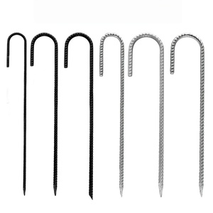 Clou fileté en forme de J, clou métallique galvanisé pour gazon, accessoires robustes pour trampoline et tente, clou de fixation au sol en acier renforcé - Product Image 1