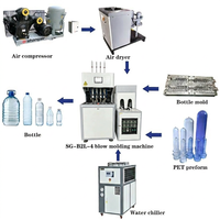Nouvelle machine de soufflage semi-automatique à 4 cavités de petite capacité avec alimentateur automatique pour bouteilles de café et d'eau potable