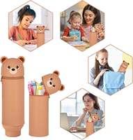 Trousse à crayons en silicone extensible motif dessin animé, couleurs et motifs personnalisés, animaux, minimaliste, pour étudiants, porte-stylos en silicone