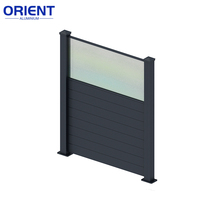 Valla de privacidad de aluminio para patio delantero de jardín, pantalla de seguridad de aluminio, valla plana negra, valla de visión transparente de aluminio