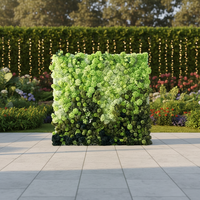 Mur de fleurs artificielles personnalisé pour événements commerciaux, toile de fond florale 8ft x 8ft, Hortensia Globe Vert, Décoration de mariage