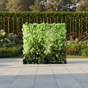 Customized Mall Events Arrangement Flower Backdrop 8ft X 8ft Green Globe <b>Hydrangea</b> <b>Artificial</b> Flower Wall Wending Decor - Product Image 2