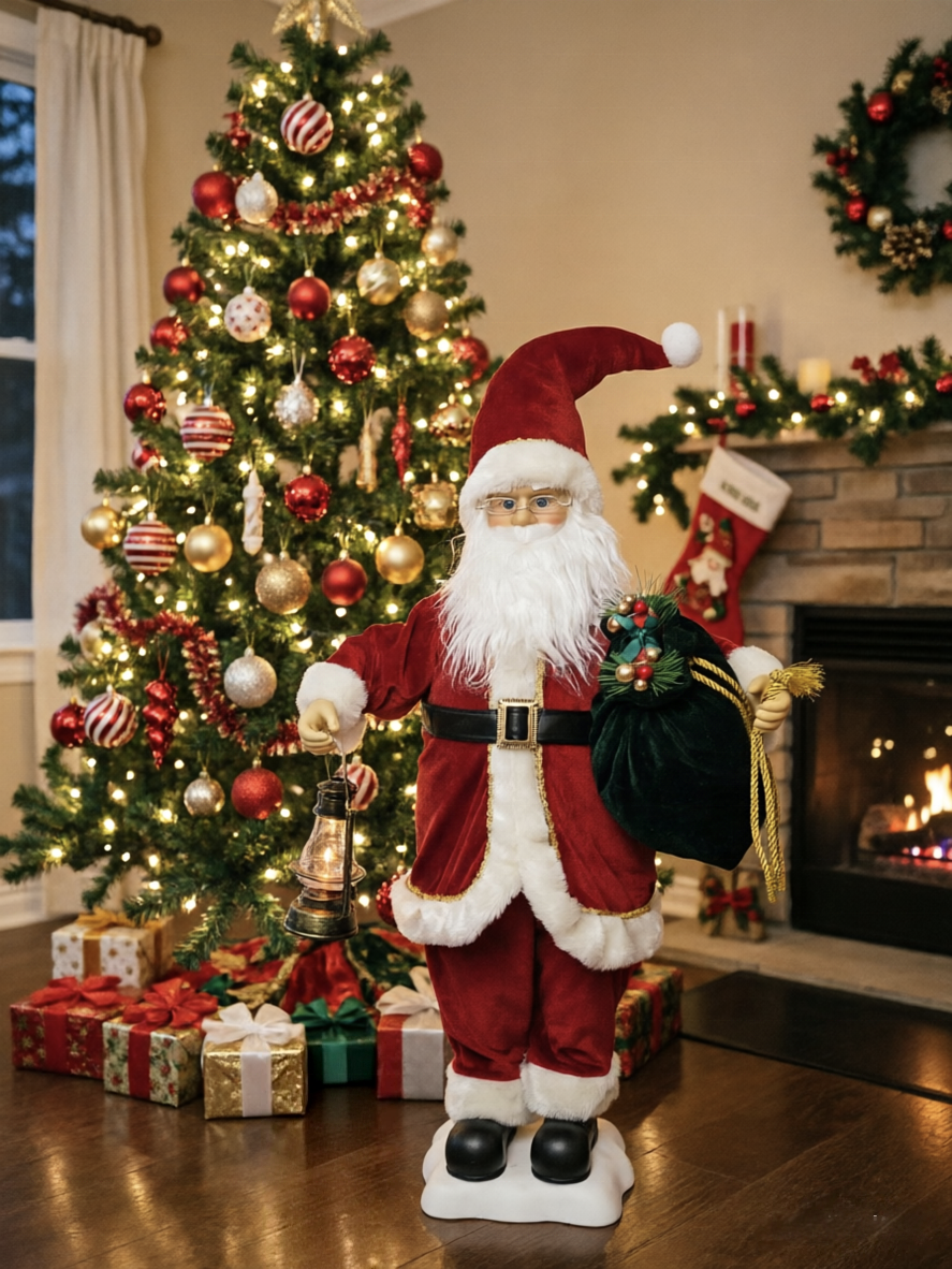 28inches 70cm Electric Animated Musical Santa Claus Christmas Decoration Christmas Gift with Light Music Factory Wholesale