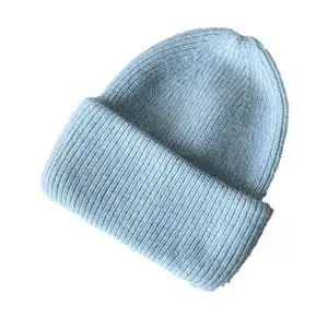 Mũ Beanie Đầu Lâu Thời Trang Mùa Đông Bằng Len Angora Lông Thỏ Thật Mũ Ấm Dày Màu Trơn Cho Nữ