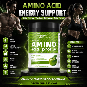 Fabricant de suppléments d'acides aminés nutraceutiques avec Guarana pour la concentration et la récupération musculaire, poudre d'acides aminés saveur pomme verte - Product Image 4