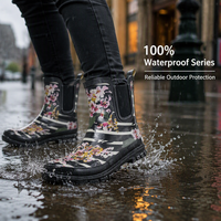 Bottes de pluie Chelsea en caoutchouc à motif floral rayé personnalisées pour femmes, idéales pour le jardin et les jours de pluie – Vente en gros usine