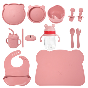 10-in-1 Baby Feeding Tableware Set BPA-Free Safety Silicone Plate Dinnerware Square Water Cup with Baby Bottle Dishware Cup Set - Product Image 5