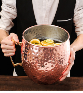 DD2229 Jumbo 5L Tasse à vin en acier inoxydable Mule American Metalcraft, pour cocktails, avec placage en cuivre martelé, tasses géantes Moscow Mule - Product Image 3