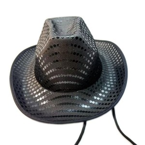 Chapeau de cowboy à paillettes scintillantes, chapeau de <span class=keywords><strong>cowgirl</strong></span> western avec sangle sous le menton pour cosplay et enterrement de vie de jeune fille - Product Image 2