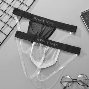 Sous-vêtements pour hommes, string sexy en maille transparente respirante, taille basse, dos vide, gay - Product Image 1