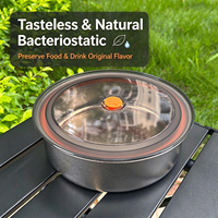 Boîte à bento ronde en titane pur à 99,7 %, sans BPA, de qualité alimentaire, avec couvercle sous vide, étanche, hermétique, portable, pour le camping en plein air