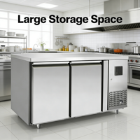 Réfrigérateur-congélateur encastrable en acier inoxydable 280L, 2 portes, haute efficacité, 4 étagères, pour supermarché, comptoir de stockage frigorifique