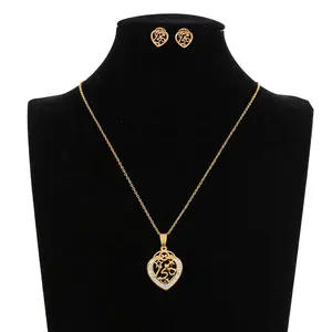 Nieuwste 316 l roestvrij staal gold plating ketting oorbellen en ringen nummer 15 verjaardagscadeau crystal sieraden sets