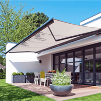 Auvent de terrasse électrique extérieur avec cadre en aluminium blanc et cassette en acrylique à commande à distance, auvent en aluminium blanc pour terrasse