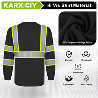 Kemeja Keselamatan Lengan Panjang Visibilitas Tinggi ZUJA dengan Pita Reflektif, Kain Birdseye 100% Polyester, Ukuran S-5XL, Unisex