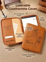 Porte-documents en cuir PU laserable format A4 avec fermeture éclair, organiseur professionnel, écologique, logo personnalisé au laser pour femme