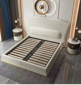 High-<b>end</b> Quality Leather Solid Wood Frame Luxury Durable Comfortable <b>Bed</b> Wholesale Soft <b>Bed</b> - Product Image 6