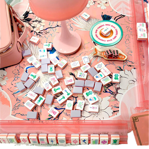 Luxury <b>Pink</b> Flying Heron Blossom American Mahjong Mat Premium Eco-Friendly Non-Slip <b>Table</b> Cover Layout Jokers Dragons - Product Image 1