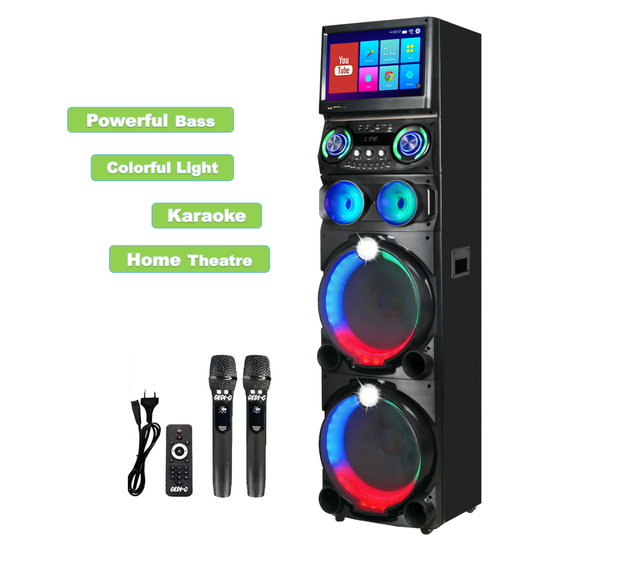 Hot Selling Touch Screen Karaoker Speaker with Mic 1200W Karaoke Party Speaker with WiFi Video Playback GD-1419 Karaoke Speaker