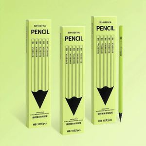 Crayons en bois noir avec corps vert, crayons promotionnels pour enfants, vente en gros, crayons de qualité supérieure en boîte avec logo personnalisé pour les écoles - Product Image 5