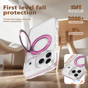 Funda de Lujo con Purpurina para iPhone 17 Pro Max 16, Cubierta Magnética para Carga Inalámbrica, Soporte de Anillo Giratorio 360°, con Pedrería Brillante - Product Image 5