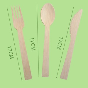 Ensemble de couverts jetables en bambou (couteau, fourchette, cuillère) pour les voyages, écologiques et biodégradables - Product Image 2