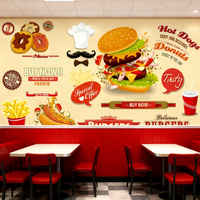Papier Peint Mural Autocollant Moderne pour Chambre à Coucher : Affiche Murale de Restaurant Fast-Food, Hôtelier, Pizzeria