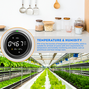 PTH-8 디지털 <span class=keywords><strong>CO2</strong></span> 측정기 센서 모니터 NDIR 기술 400-5000ppm 범위 소리+빛 알람 모바일 폰을 통해 기록된 데이터 보기 - Product Image 2