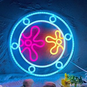 Letrero Luminoso LED de Neón con Diseño de Ojo de Buey del Mundo Marino para Decoración de Pared en Hogar y Centro Comercial, Alimentación USB, Atenuación Gradual, para Dormitorio, Sala de Juegos, Fiestas - Product Image 1